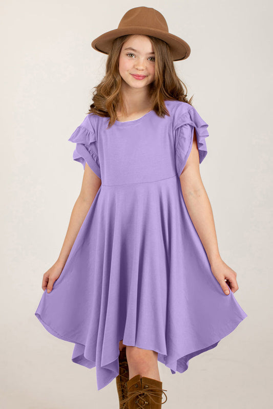 Round Neck Petal Sleeve Dress – Elegant & Feminine