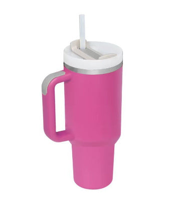 40 Oz Insulated Tumbler with Handle & Straw | Spill-Proof Stainless Steel Cup