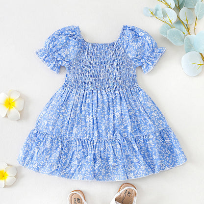 Girls' Floral Stitching Dress – Elegant & Charming