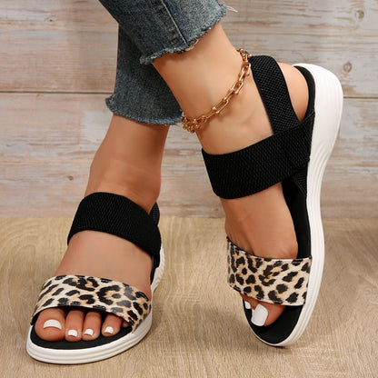 PU Leather Open Toe Low Heel Sandals – Chic & Comfortable