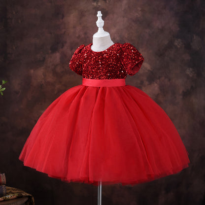 Piano Costume Sequined Puffy Gauze Children's Gown