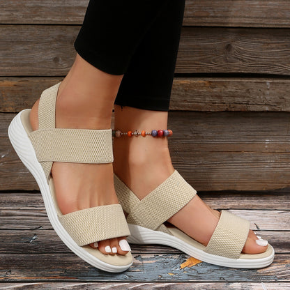 Rubber Open Toe Low Heel Sandals – Comfortable & Stylish