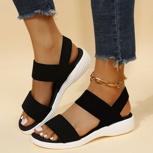 Rubber Open Toe Low Heel Sandals – Comfortable & Stylish
