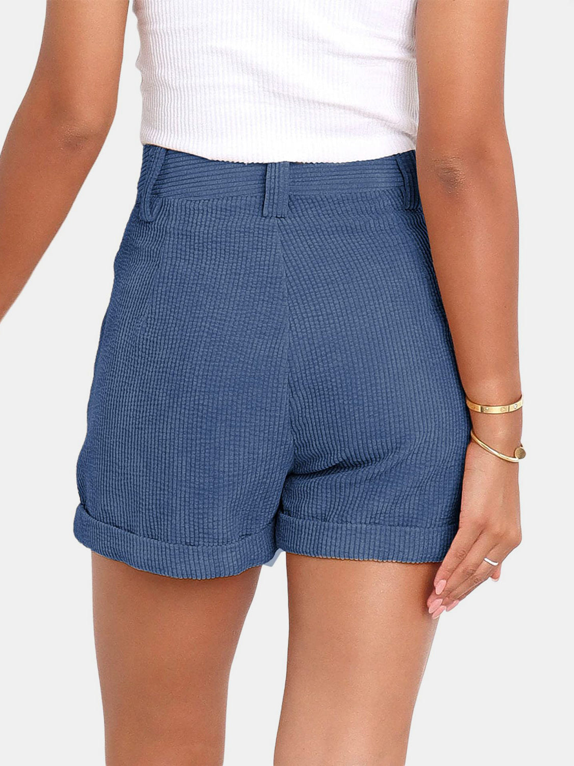 Pantalones cortos de cintura alta y talla grande con bolsillos