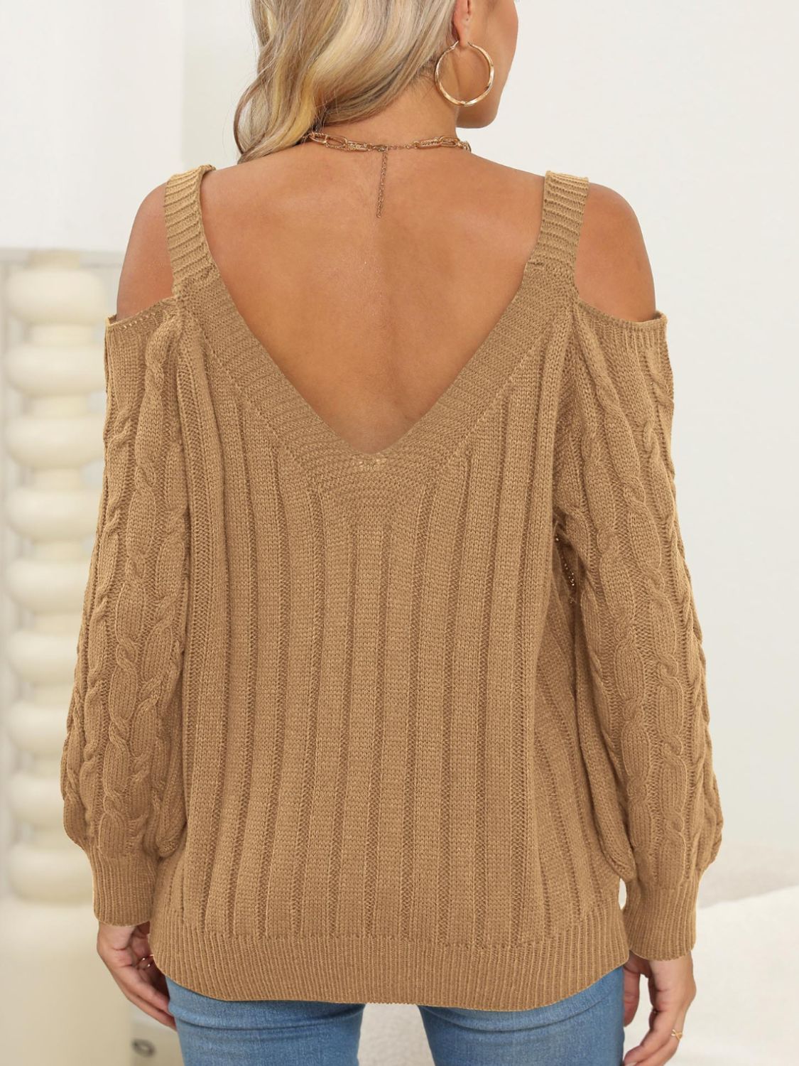 Cable-Knit Heart V-Neck Sweater | Cozy & Charming Knitwear