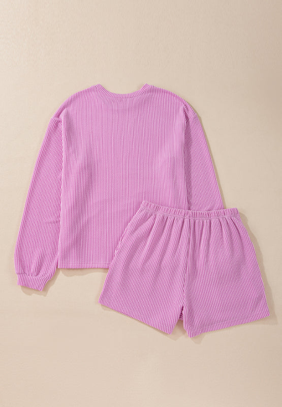 Conjunto de top de manga larga y pantalones cortos con cordón y lentejuelas en forma de corazón XOXO para el día de San Valentín