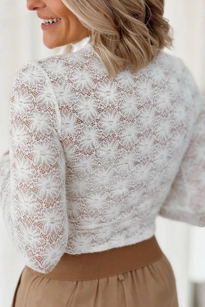 Lace Mock Neck Long Sleeve Top | Elegant & Timeless