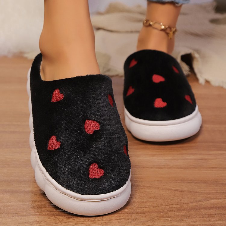 Zapatillas planas con punta redonda y diseño de corazón