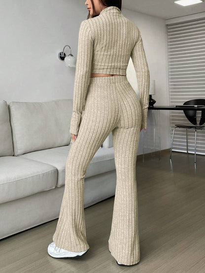 Conjunto de pantalón y camiseta de manga larga con cremallera Honey