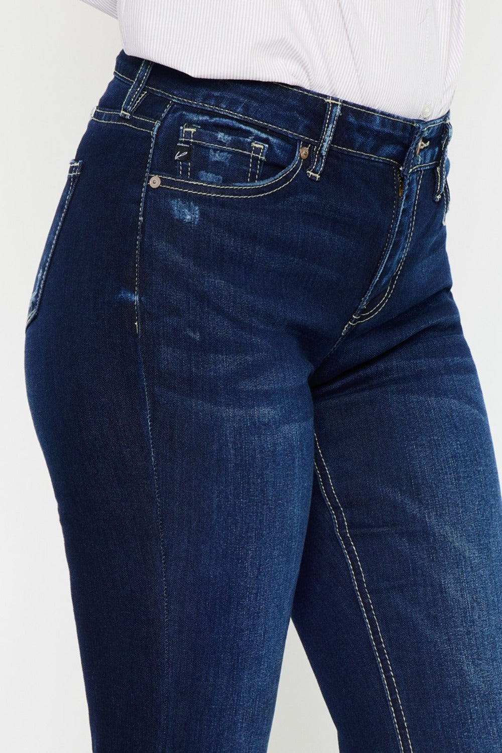 Kancan Mid Rise Slim Flare Jeans Classic & Flattering