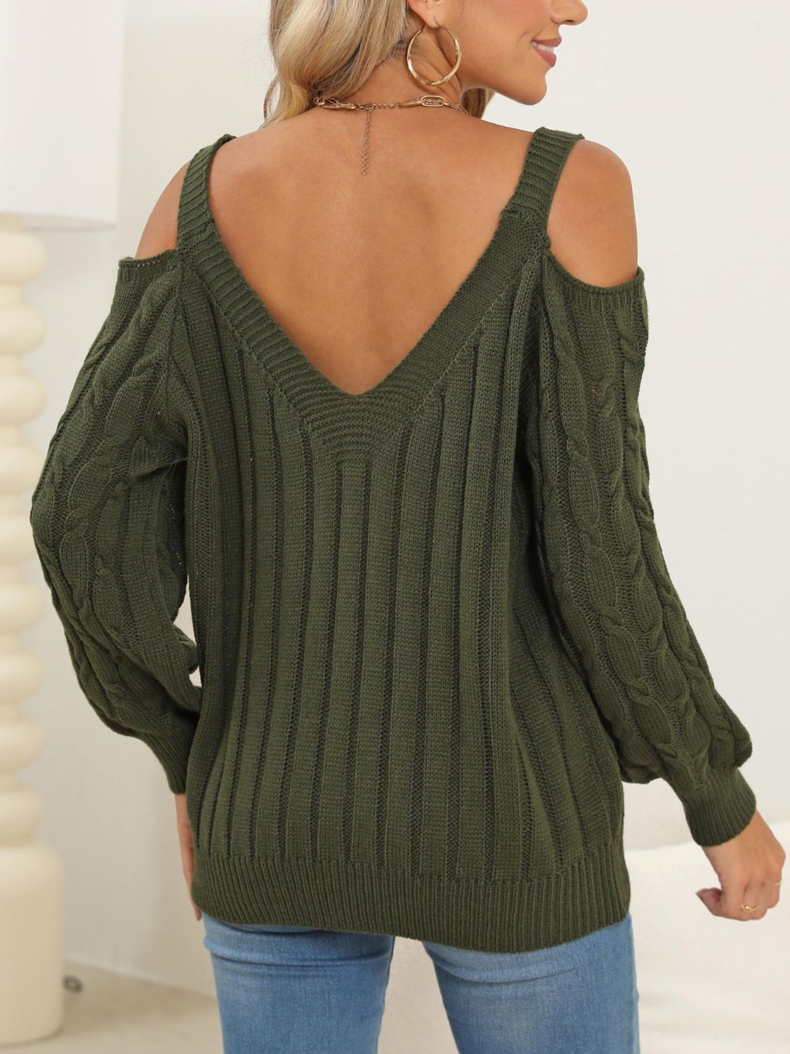 Cable-Knit Heart V-Neck Sweater | Cozy & Charming Knitwear