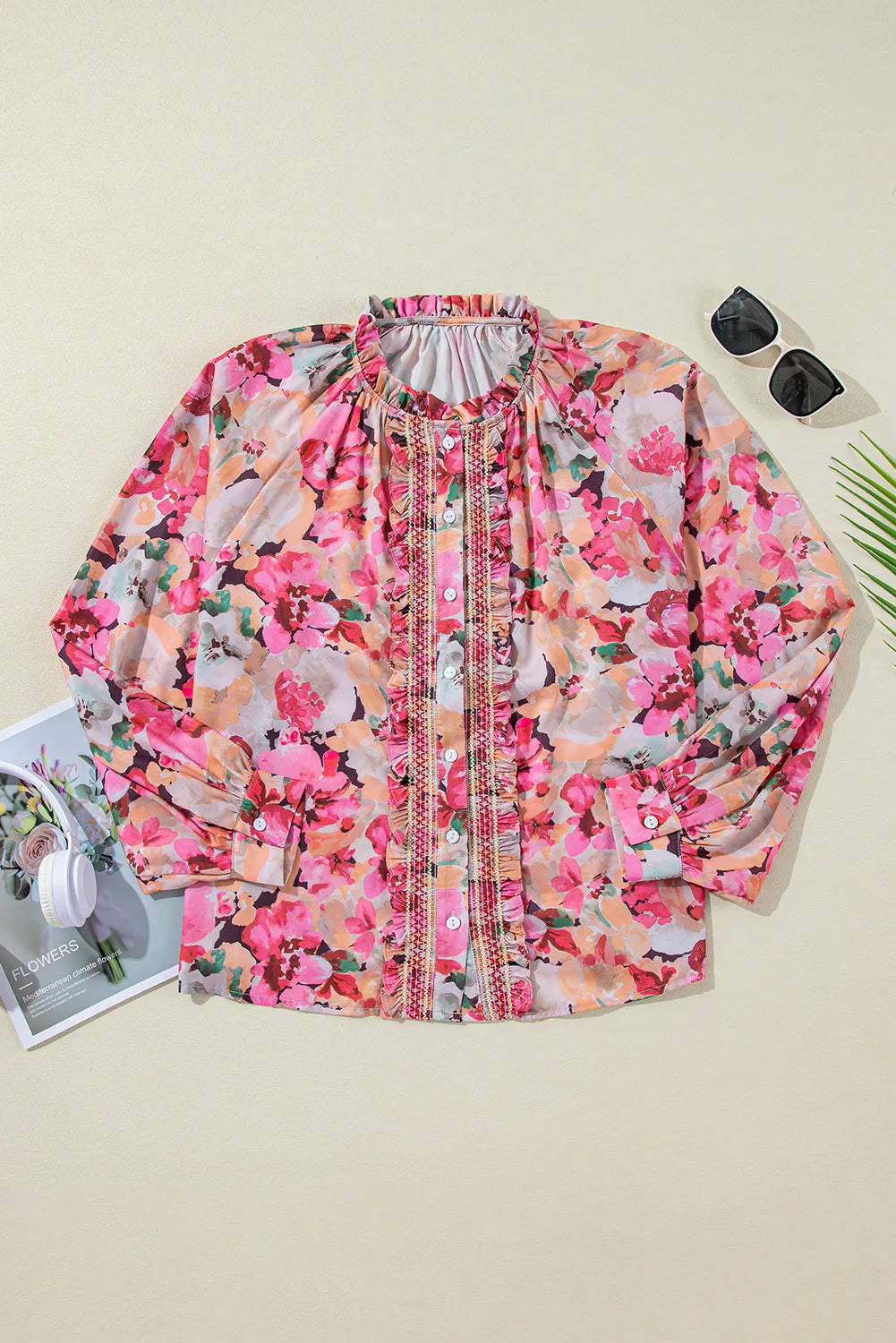 Camisa de manga larga con estampado de volantes