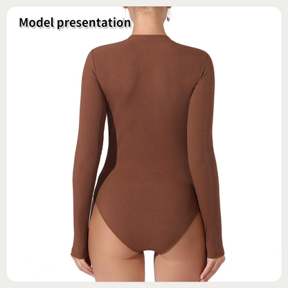 Body de color liso sencillo de moda para mujer