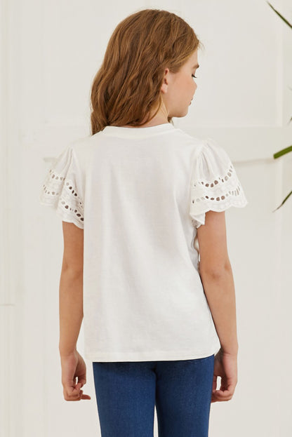 Round Neck Flutter Sleeve T-Shirt – Effortless Chic & Comfort