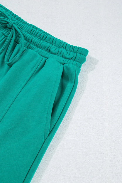 Conjunto de pantalón con cordón y camiseta de manga larga con cuello redondo de talla grande