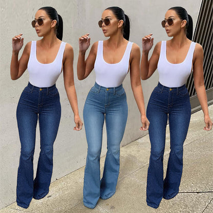 Women's Stretch High Waist Denim Pants – Micro-Pull Horseshoe Pants