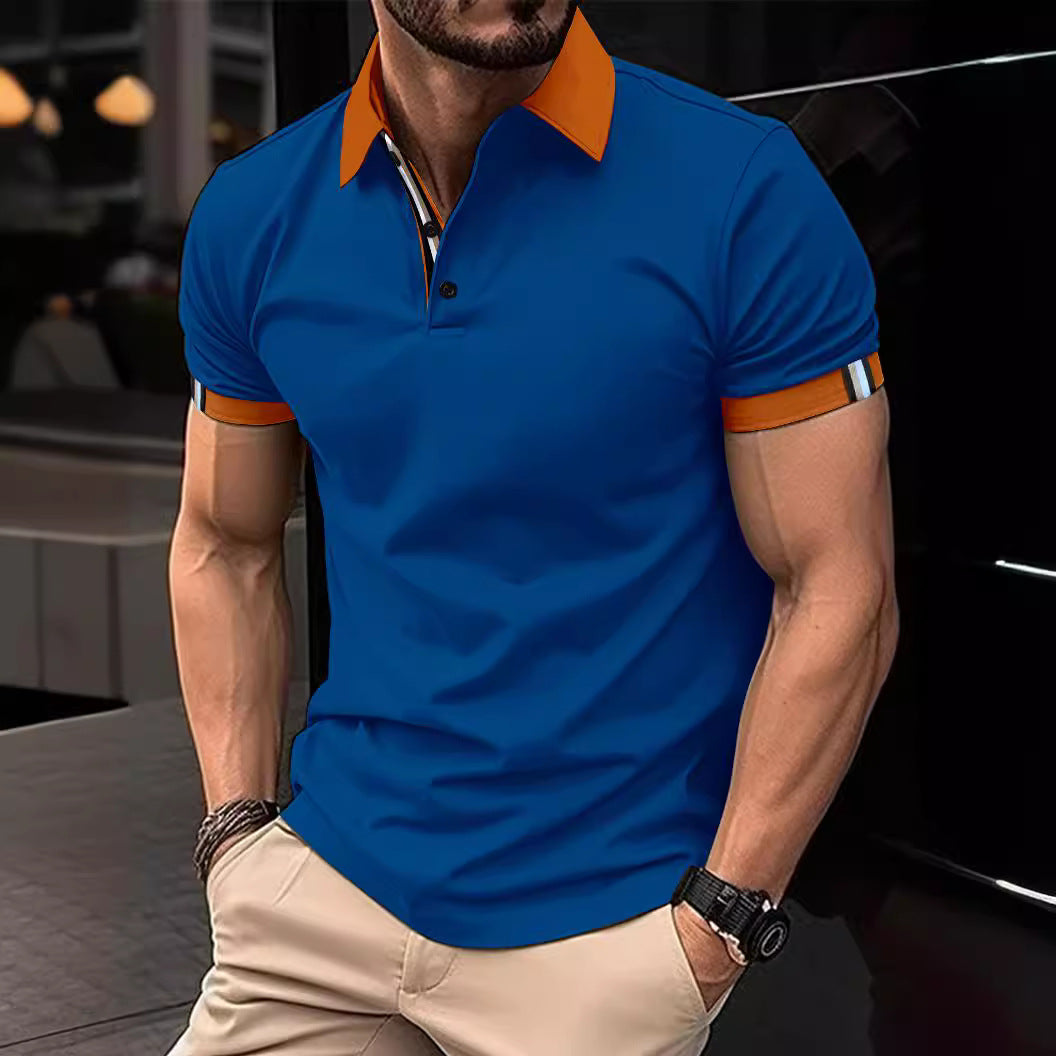 Camisa informal de color liso con botones y mangas cortas para hombre