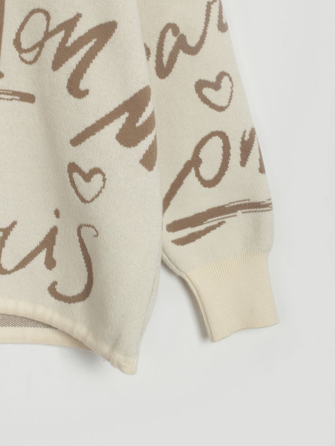 Drawstring Hem Letter Sweater | Trendy & Casual Dropped Shoulder Pullover
