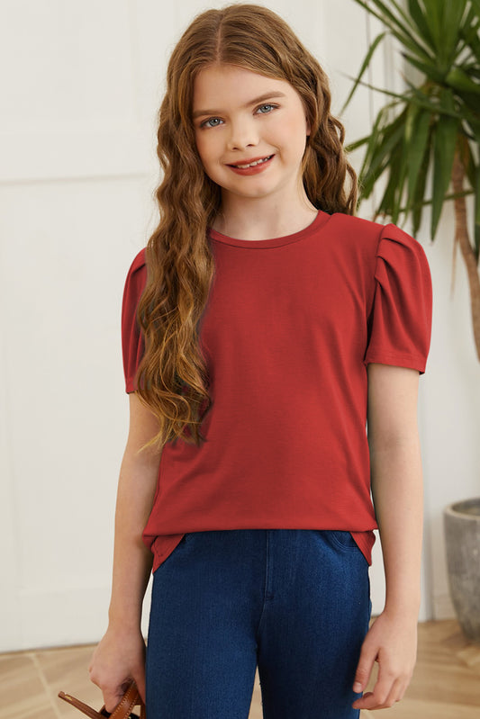 Round Neck Puff Sleeve T-Shirt – Chic & Stylish Everyday Wear