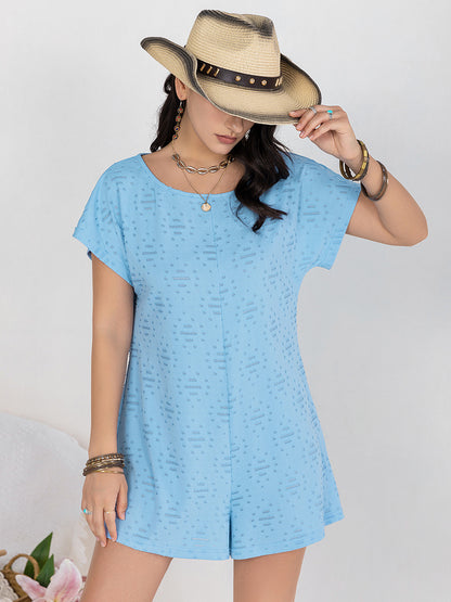 Round Neck Short Sleeve Romper – Casual & Comfy