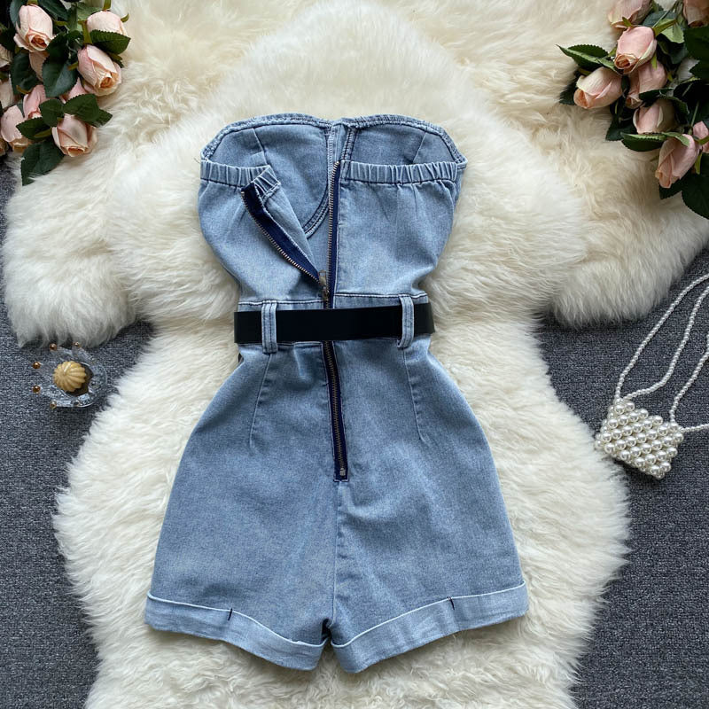 Mono informal pequeño con cintura alta, adelgazante y piernas anchas