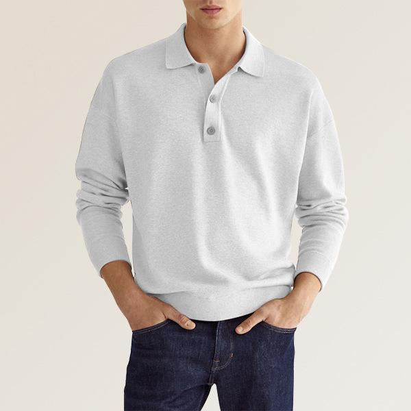 Polo informal de otoño con cuello en V y botones para hombre