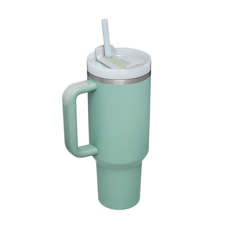 40 Oz Insulated Tumbler with Handle & Straw | Spill-Proof Stainless Steel Cup