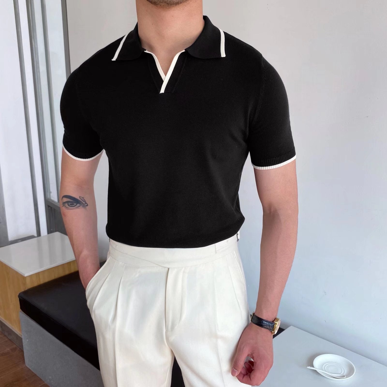 Men's Casual Polo Shirt Classic Polo Collar Short-Sleeve Top