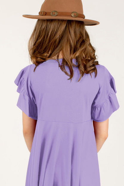 Round Neck Petal Sleeve Dress – Elegant & Feminine