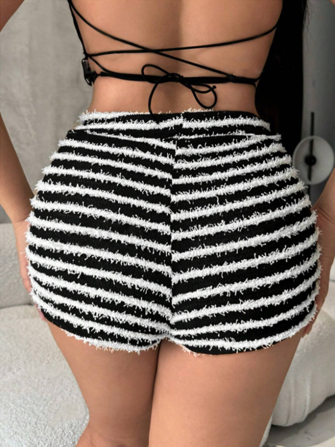 Pantalones cortos de cintura alta a rayas