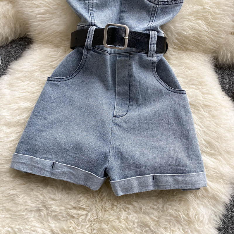 Mono informal pequeño con cintura alta, adelgazante y piernas anchas