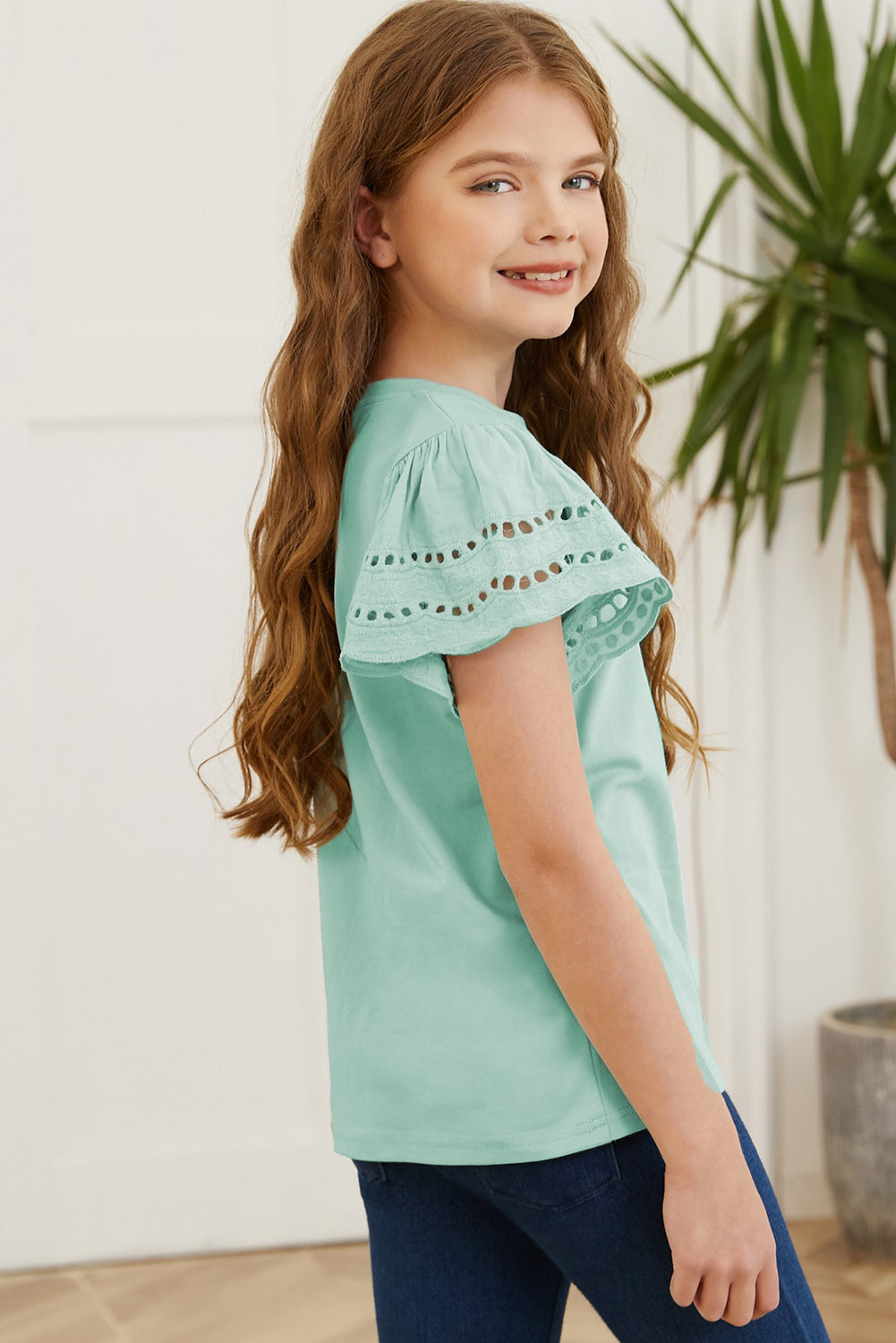 Round Neck Flutter Sleeve T-Shirt – Effortless Chic & Comfort
