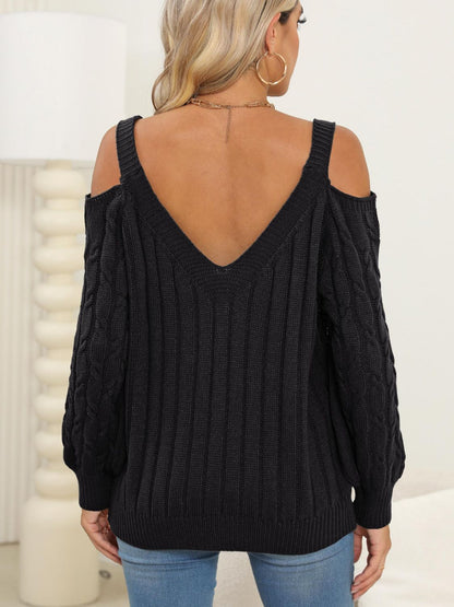 Cable-Knit Heart V-Neck Sweater | Cozy & Charming Knitwear