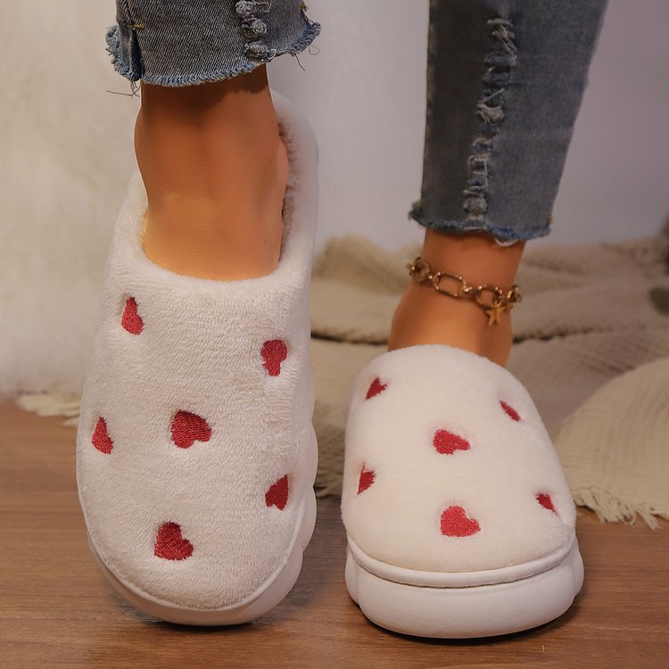 Zapatillas planas con punta redonda y diseño de corazón