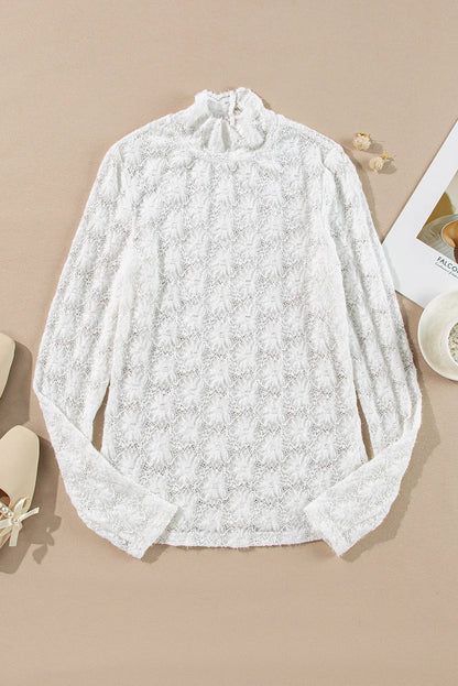Lace Mock Neck Long Sleeve Top | Elegant & Timeless