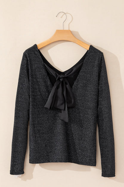 Bowknot V-Neck Blouse | Elegant & Feminine Long Sleeve Top