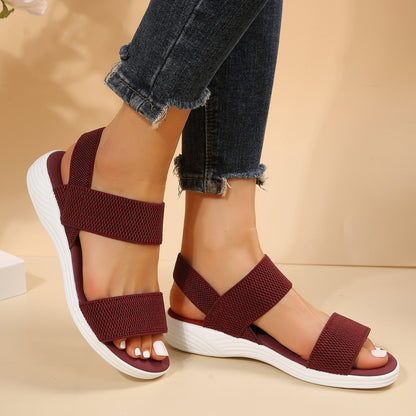 Rubber Open Toe Low Heel Sandals – Comfortable & Stylish