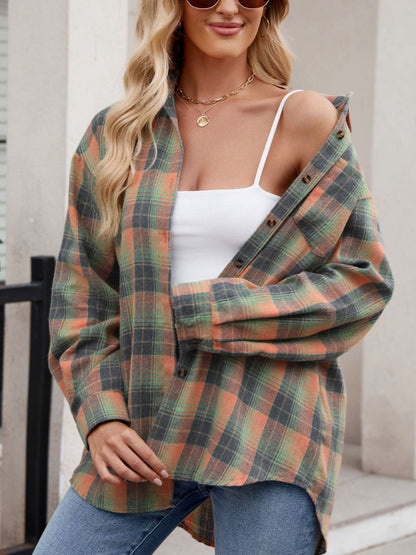 Camisa de manga larga con cuello a cuadros