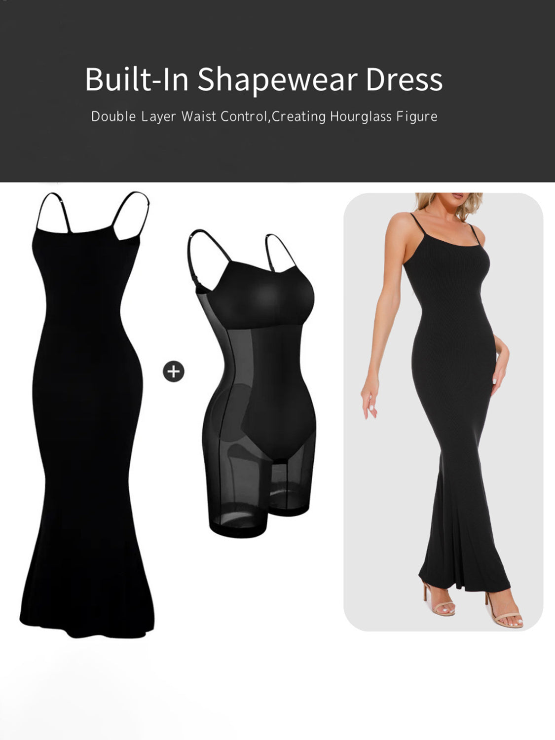 Vestido largo sin mangas con moldeador incorporado Basic Bae