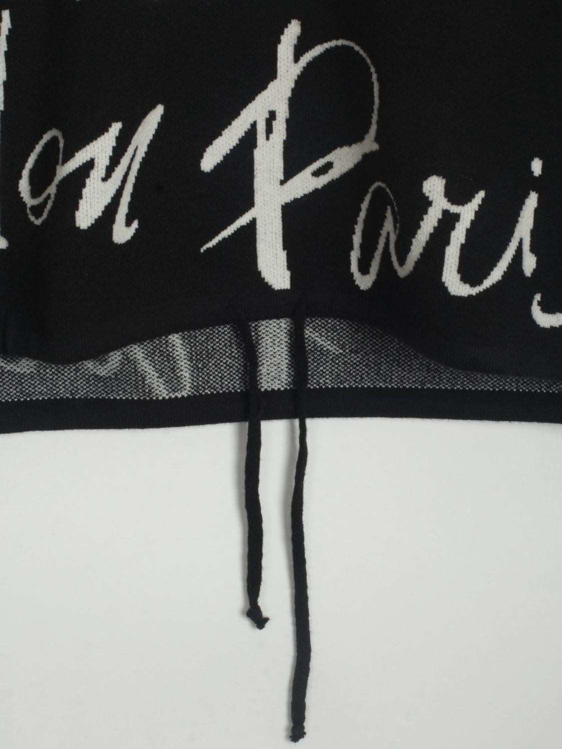 Drawstring Hem Letter Sweater | Trendy & Casual Dropped Shoulder Pullover