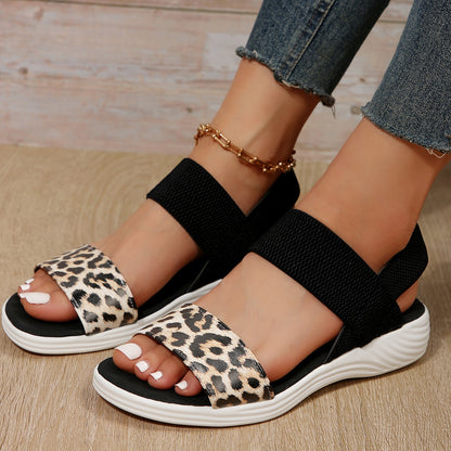 PU Leather Open Toe Low Heel Sandals – Chic & Comfortable