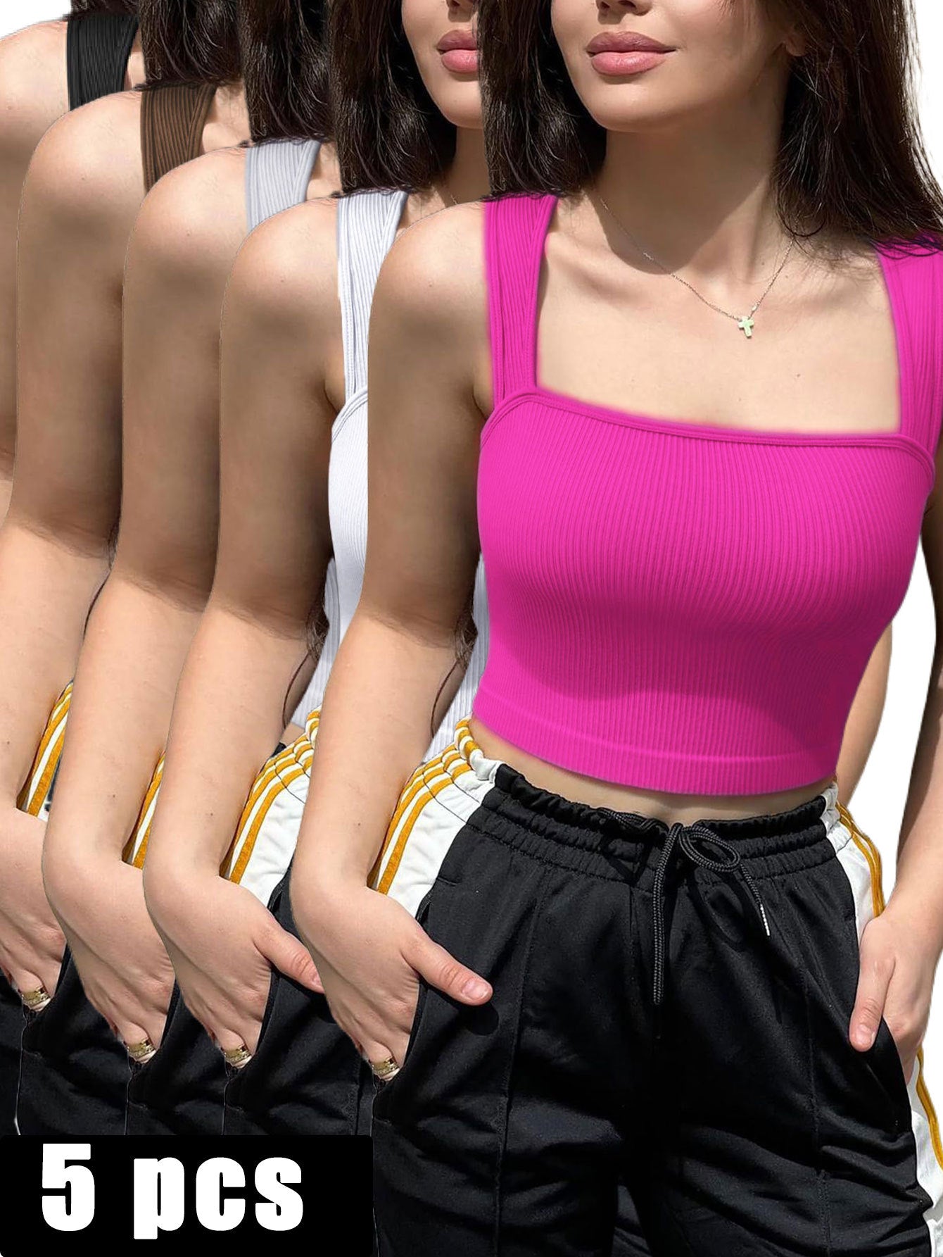 5 Piece Sports Bra For Women High Support, Molded Cup High Impact Sports Bras For Women Workout Yoga Bra