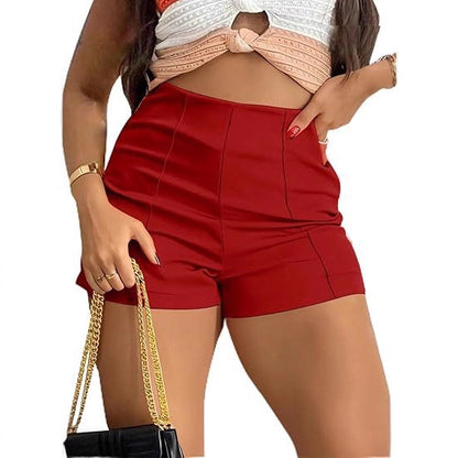 Stitched-detail Zipper Skinny Skater Shorts