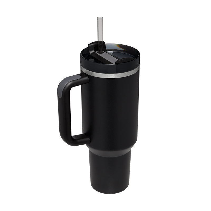 40 Oz Insulated Tumbler with Handle & Straw | Spill-Proof Stainless Steel Cup