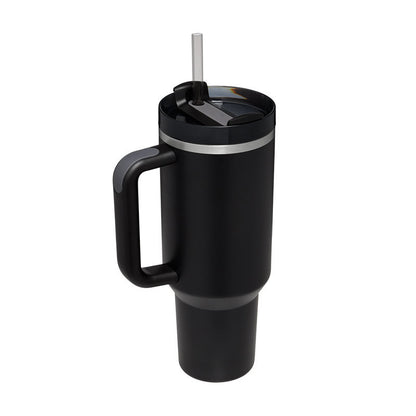 40 Oz Insulated Tumbler with Handle & Straw | Spill-Proof Stainless Steel Cup