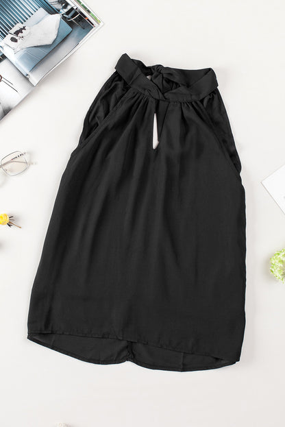 Black Keyhole Halter Neck Tank