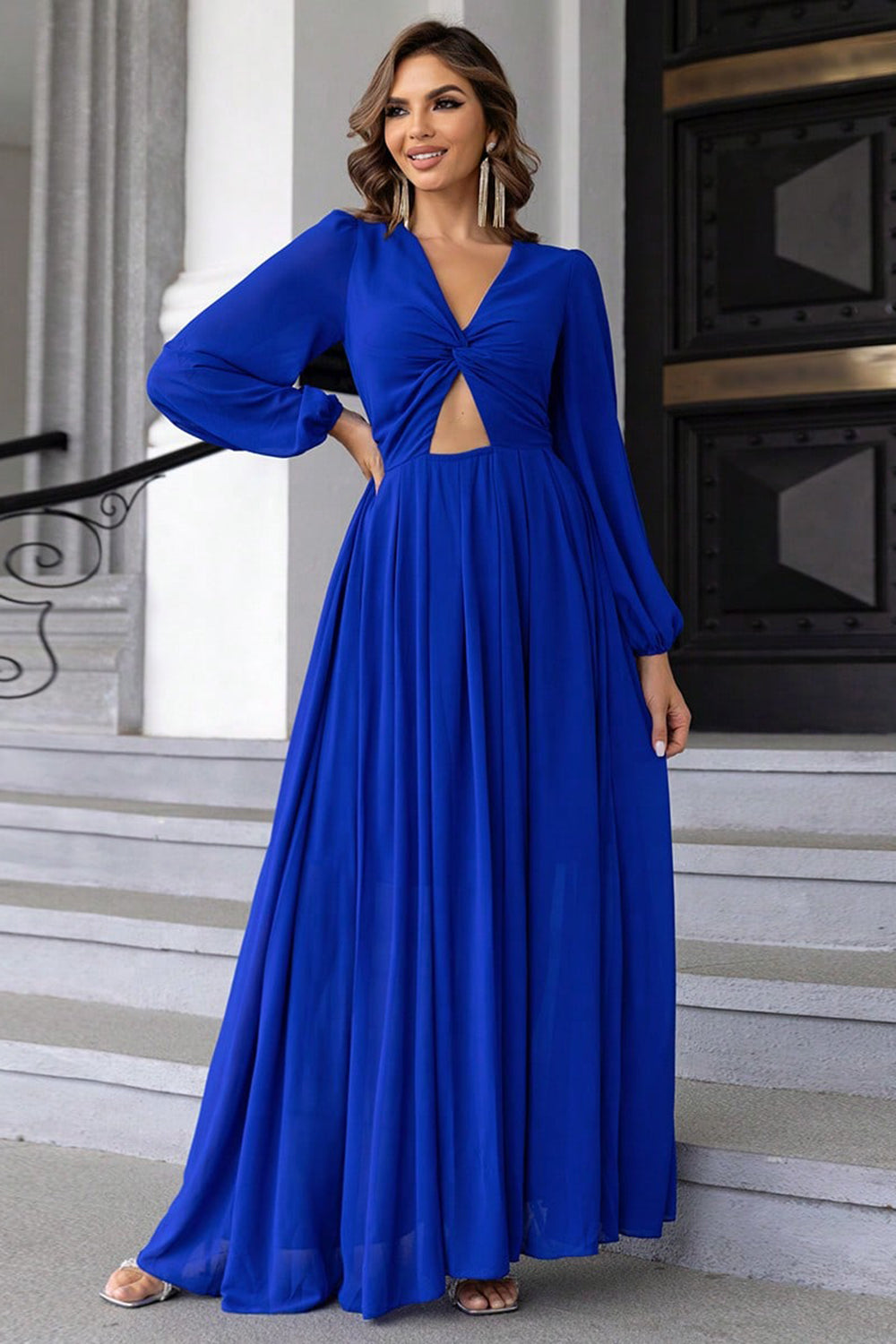 Twist Front Cutout Long Sleeve Dress | Elegant & Trendy Outfit