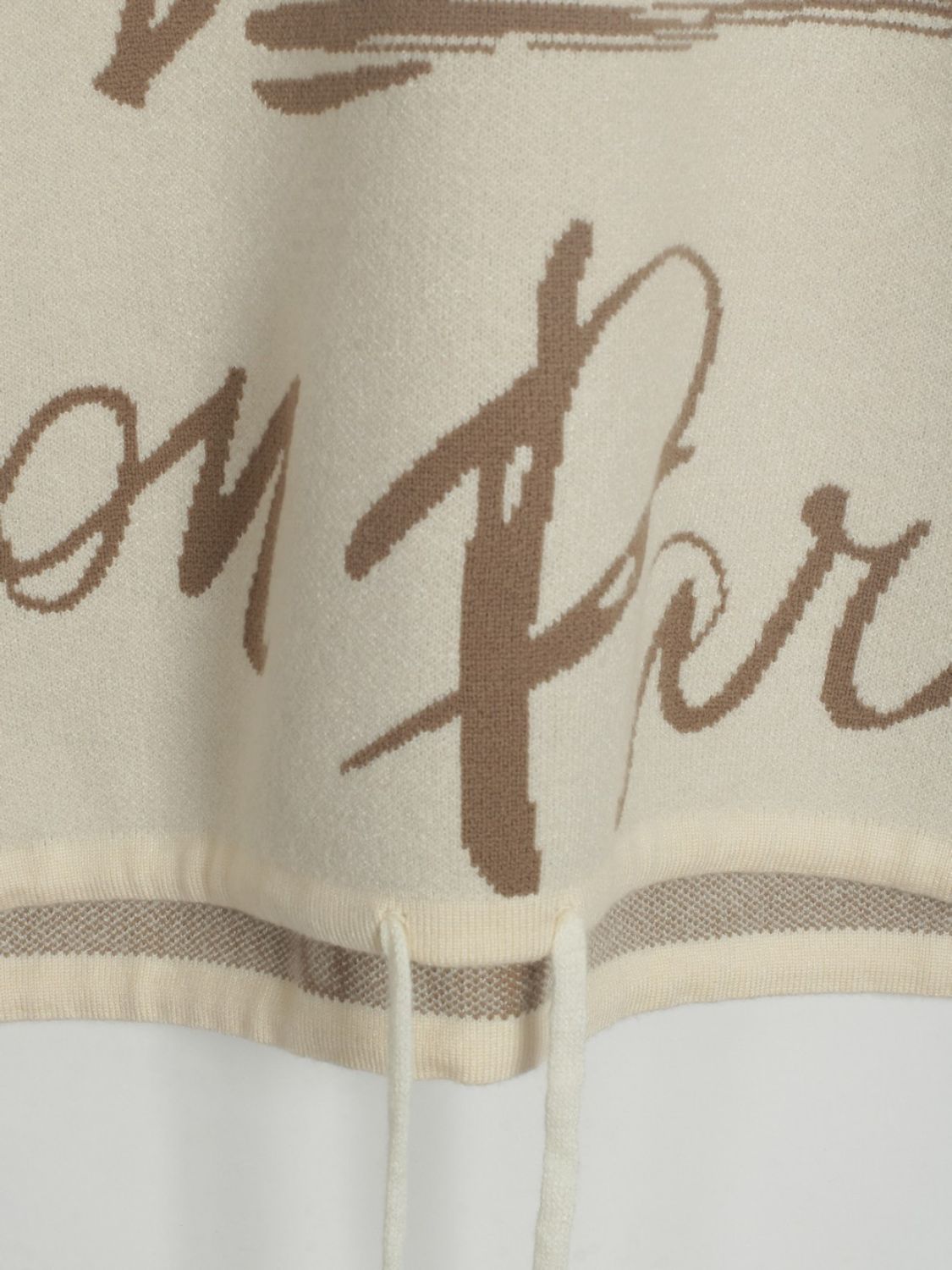 Drawstring Hem Letter Sweater | Trendy & Casual Dropped Shoulder Pullover