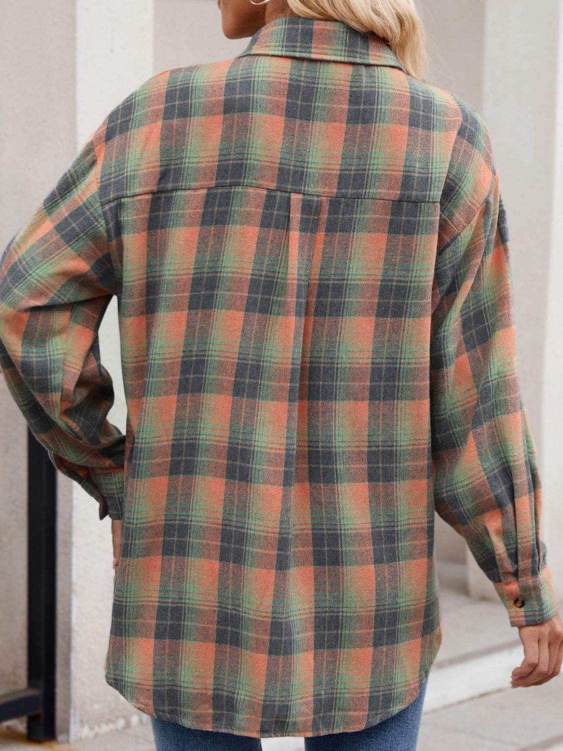 Camisa de manga larga con cuello a cuadros