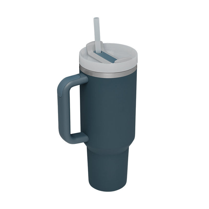 40 Oz Insulated Tumbler with Handle & Straw | Spill-Proof Stainless Steel Cup